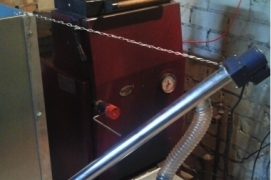 Pellet burner BurnPell X.Mini35 (35 kW) installed in solid fuel boiler KAITEC